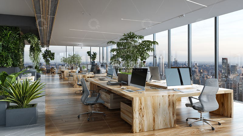 高清大图下载【趣麦麦图】现代开放式办公环境设计图