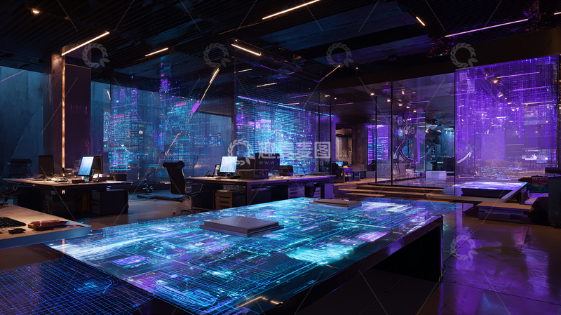 高清大图下载【趣麦麦图】未来科技感控制室设计素材