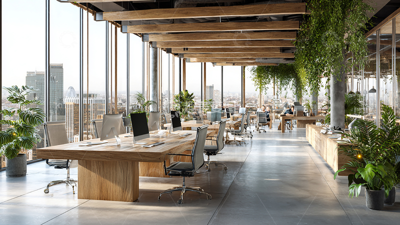 高清大图下载【趣麦麦图】绿色植物点缀的工作区