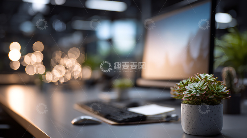 高清大图下载【趣麦麦图】办公桌上的绿色植物