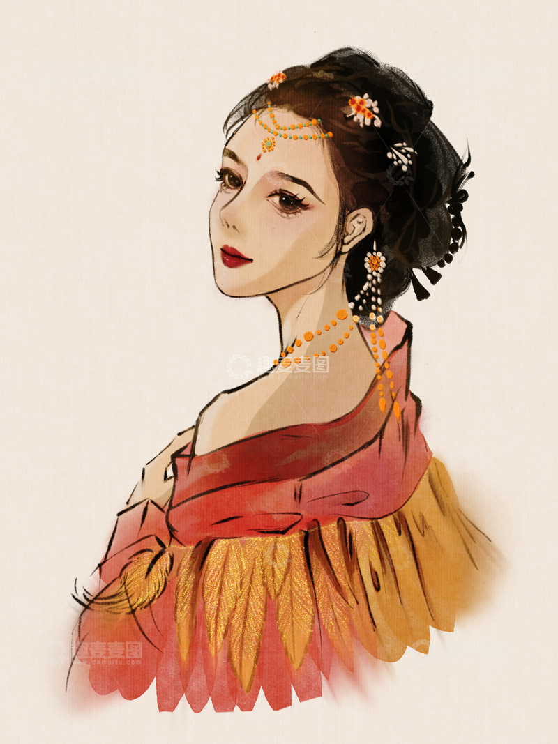 源文件下载【趣麦麦图】融合化创作 古风美女