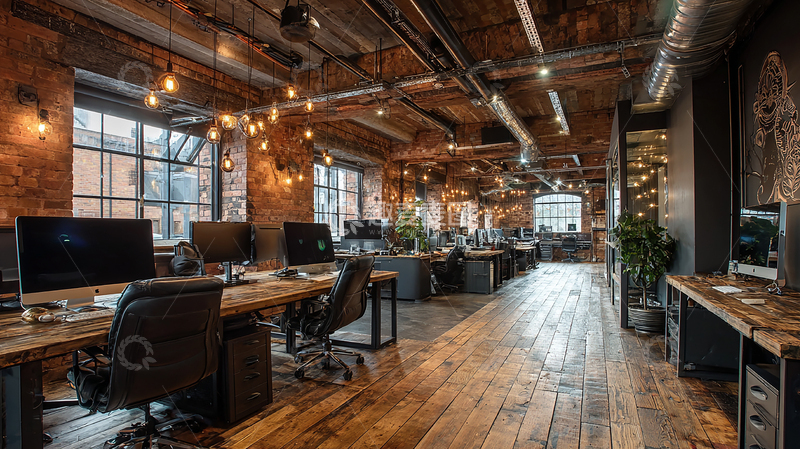 高清大图下载【趣麦麦图】复古砖墙工作区