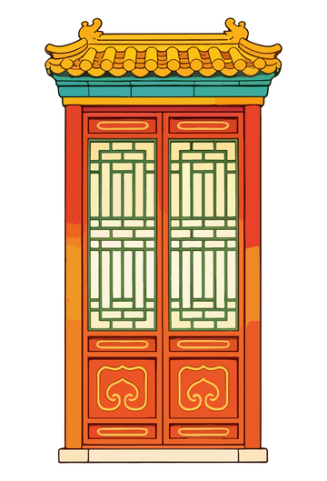 传统中式门窗插画设计