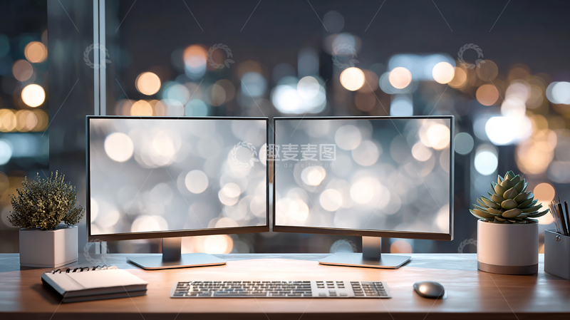 高清大图下载【趣麦麦图】双屏显示工作台