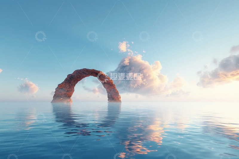 高清大图下载【趣麦麦图】水镜映拱的柔云幻穹