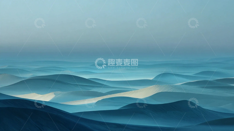 高清大图下载【趣麦麦图】蓝调轻岚下的柔峦叠浪