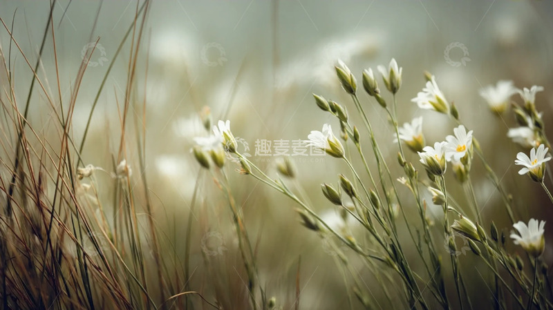 高清大图下载【趣麦麦图】野芳柔瓣裹的草甸晴光