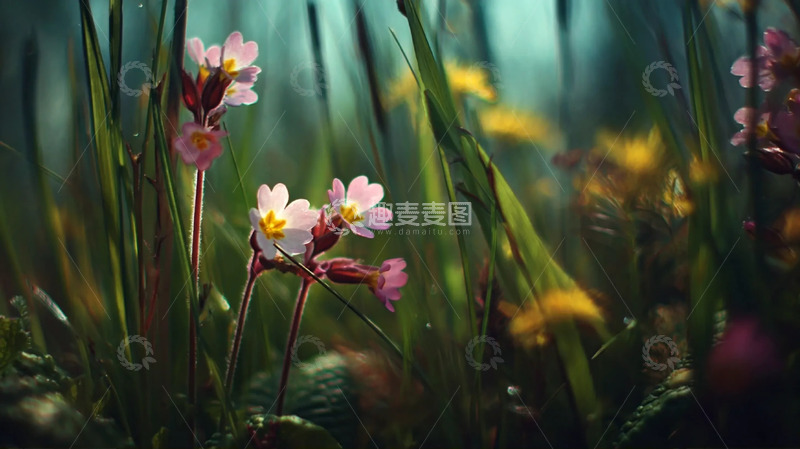 高清大图下载【趣麦麦图】柔瓣翠茵裹的晴光野卉