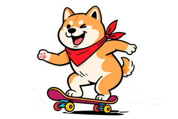 卡通柴犬滑板