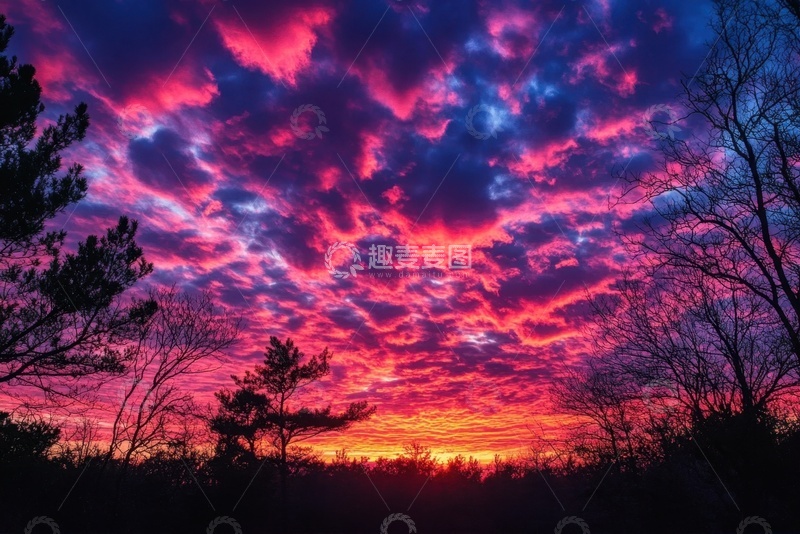 高清大图下载【趣麦麦图】火烧云天空美景