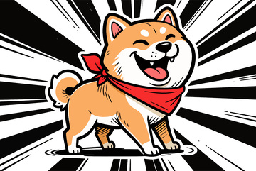 卡通柴犬笑脸图案插画设计元素