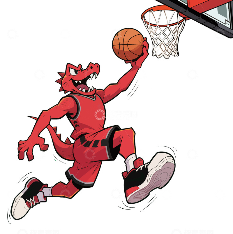 源文件下载【趣麦麦图】卡通恐龙打篮球图案