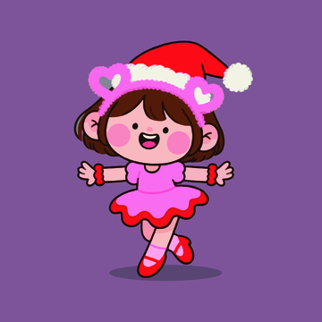 可爱卡通小女孩圣诞装扮
