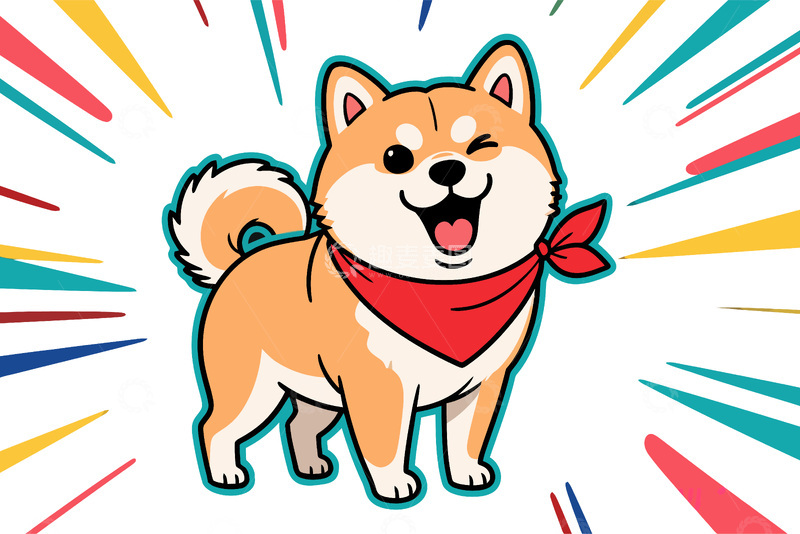 源文件下载【趣麦麦图】卡通柴犬插画设计素材