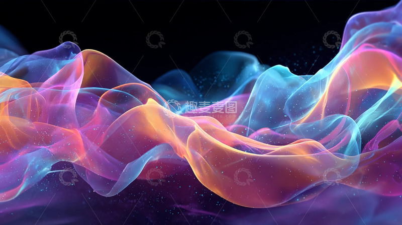 高清大图下载【趣麦麦图】炫波暗底间的流缕幻纹
