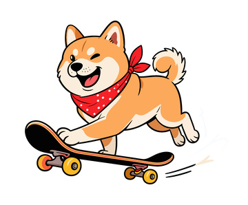 卡通柴犬滑板插图