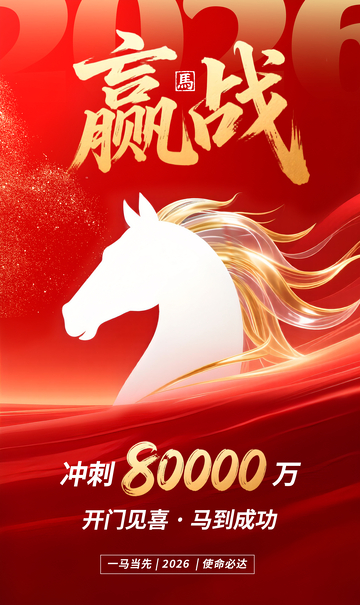 赢战海报红色马年战报开门红海报
