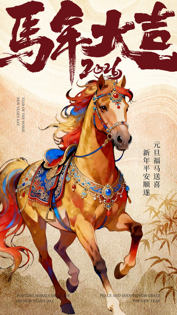 马年吉祥艺术海报
