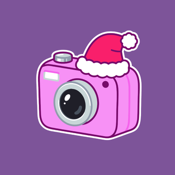 卡通粉色相机圣诞节装饰贴纸