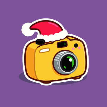 卡通圣诞相机贴纸矢量图