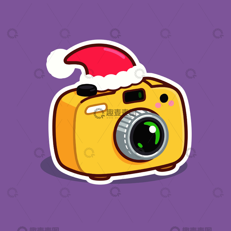 源文件下载【趣麦麦图】卡通圣诞相机贴纸矢量图