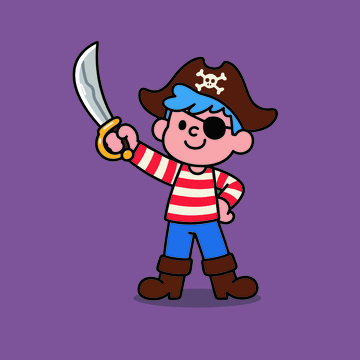 卡通海盗小男孩插画