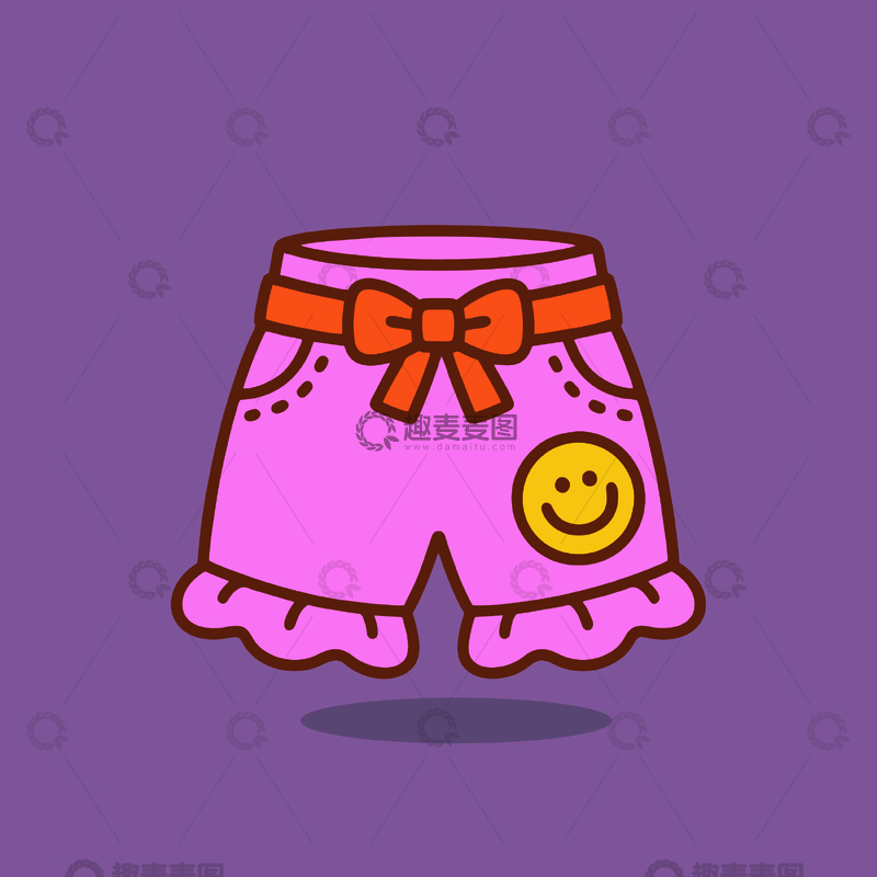源文件下载【趣麦麦图】卡通粉色短裤设计插画