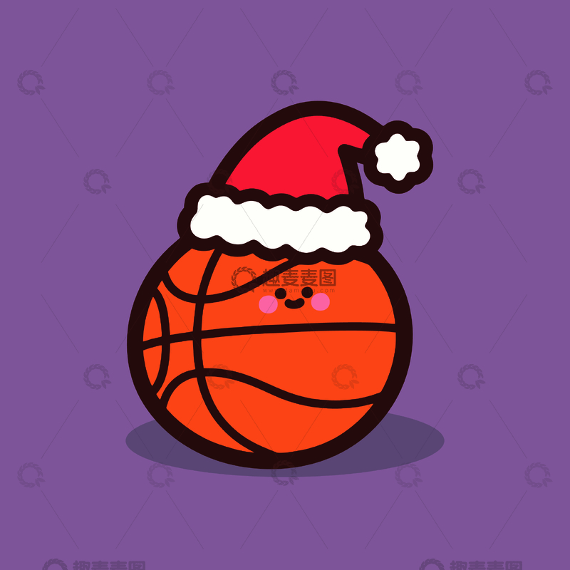 源文件下载【趣麦麦图】圣诞篮球卡通形象插画