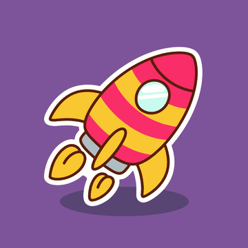 卡通风格火箭图案贴纸设计素材