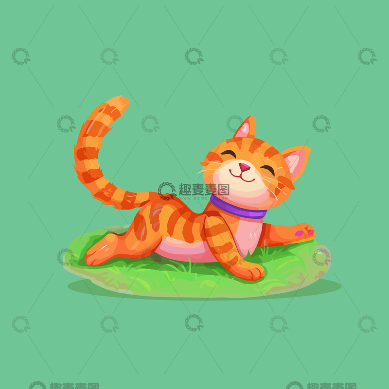 源文件下载【趣麦麦图】卡通可爱橘猫插画