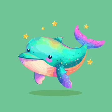 彩绘梦幻鲸鱼卡通形象