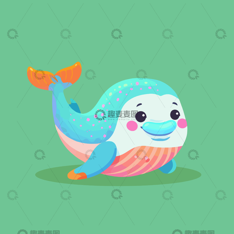 源文件下载【趣麦麦图】卡通可爱鲸鱼插画