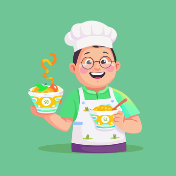 卡通厨师美食插画矢量设计素材