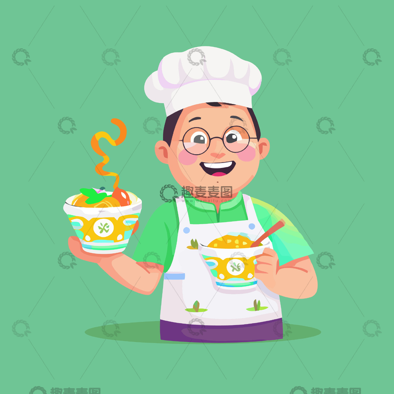 源文件下载【趣麦麦图】卡通厨师美食插画矢量设计素材