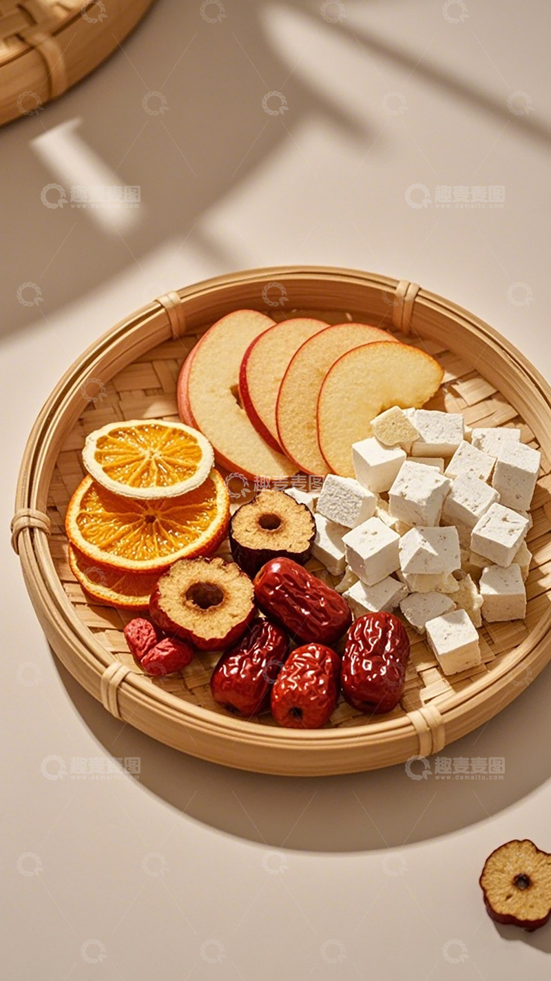 高清大图下载【趣麦麦图】竹篮盛放健康食材