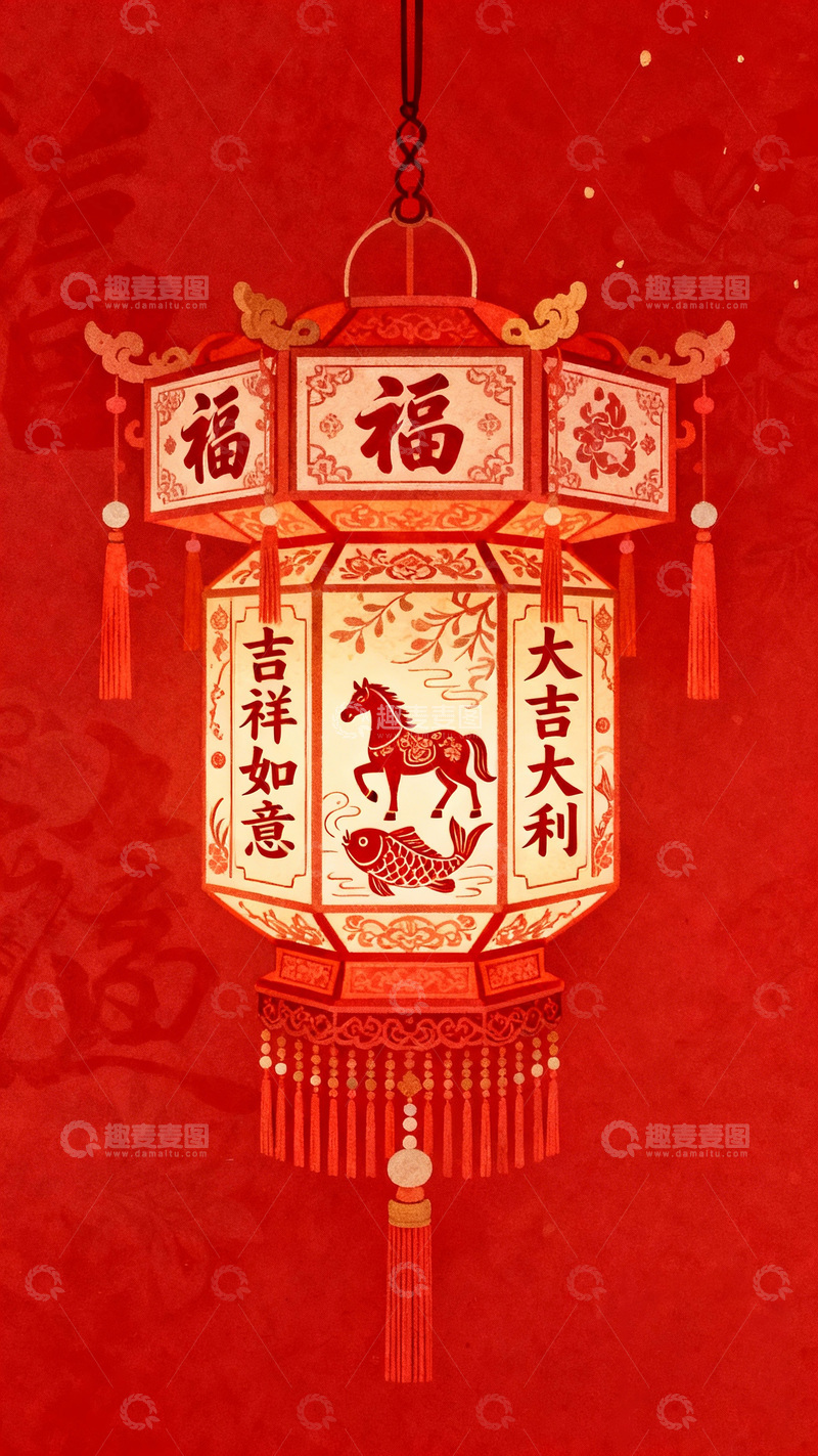 高清大图下载【趣麦麦图】喜庆红灯笼吉祥图案设计