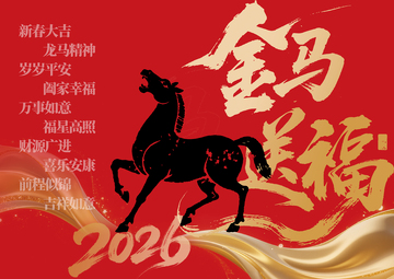 金马送福喜庆海报 设计素材