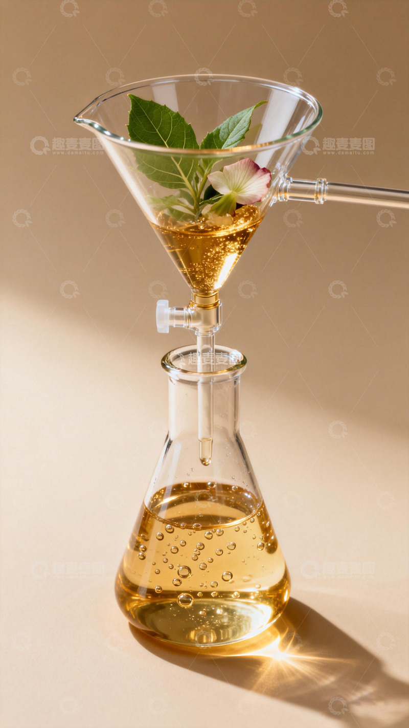 高清大图下载【趣麦麦图】科学实验透明器皿金色液体装饰