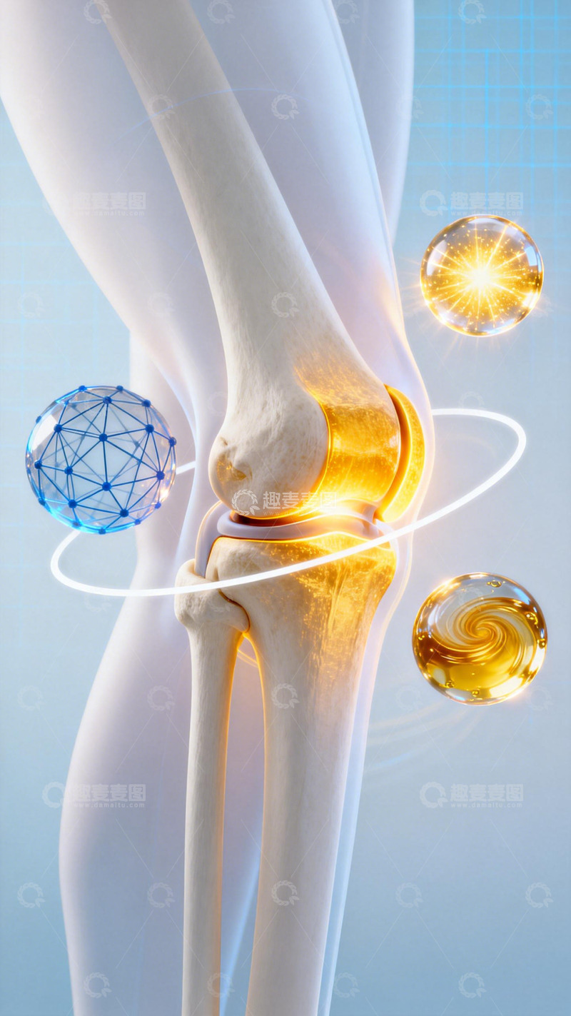 高清大图下载【趣麦麦图】膝关节解剖模型医疗插画