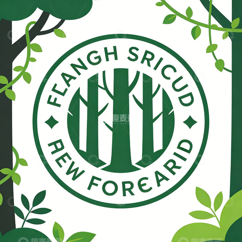 高清大图下载【趣麦麦图】绿色森林环保标志设计
