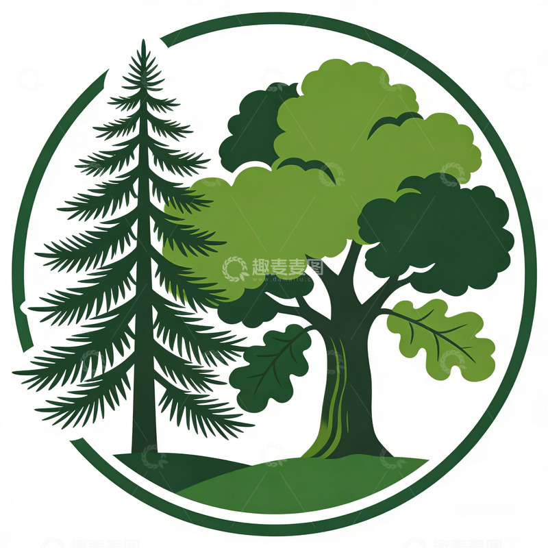 高清大图下载【趣麦麦图】自然风格树木图标设计