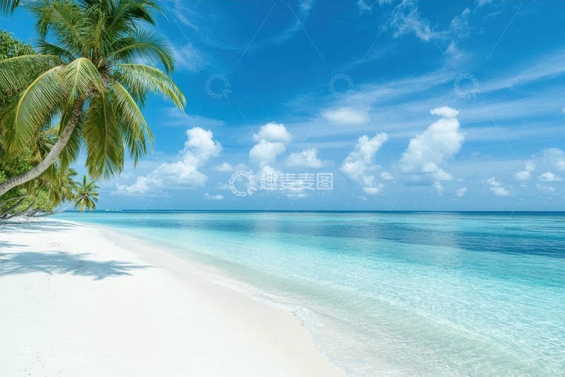 高清大图下载【趣麦麦图】沙滩大海椰树美景