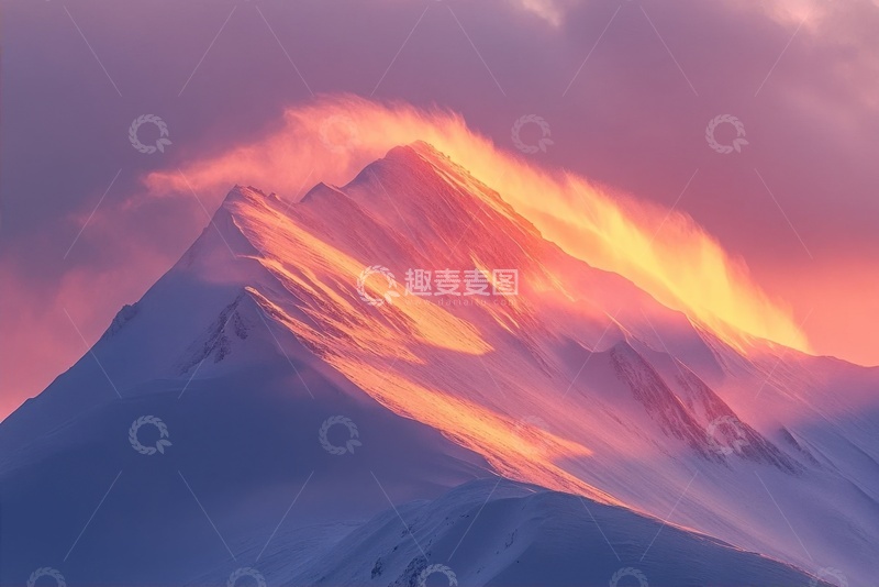 高清大图下载【趣麦麦图】金色阳光雪山美景