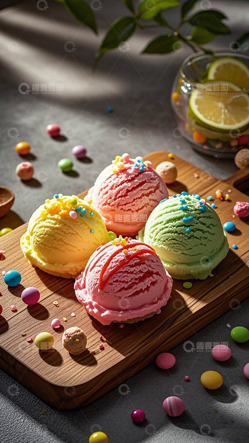 高清大图下载【趣麦麦图】色彩缤纷冰淇淋甜点摄影