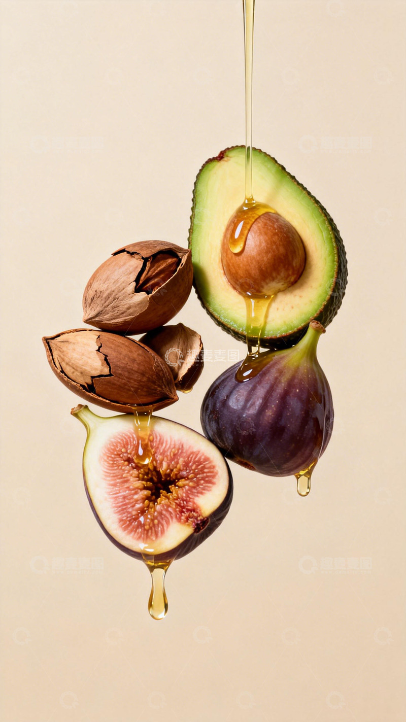 高清大图下载【趣麦麦图】自然风味坚果水果蜜图
