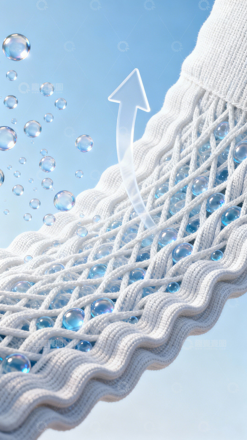 高清大图下载【趣麦麦图】吸水快干织物科技展示图