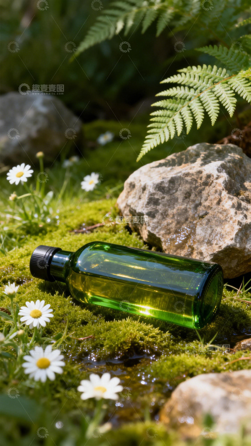 高清大图下载【趣麦麦图】绿色玻璃瓶自然风景摄影