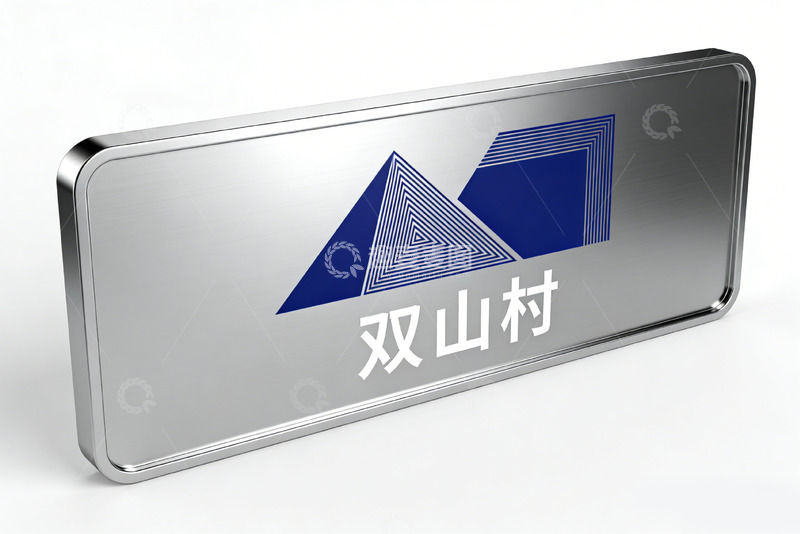 高清大图下载【趣麦麦图】金属风格双山村指示牌设计素材