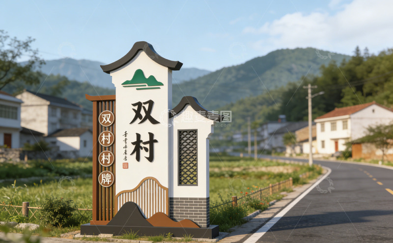 高清大图下载【趣麦麦图】乡村风光村牌设计素材