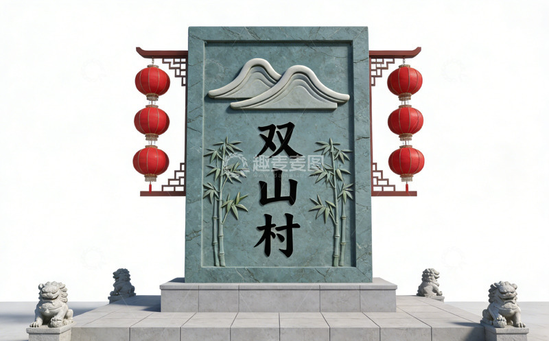 高清大图下载【趣麦麦图】石质牌坊双山村标识